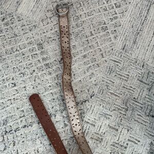 Fossil Brown Leather Patterned Belt